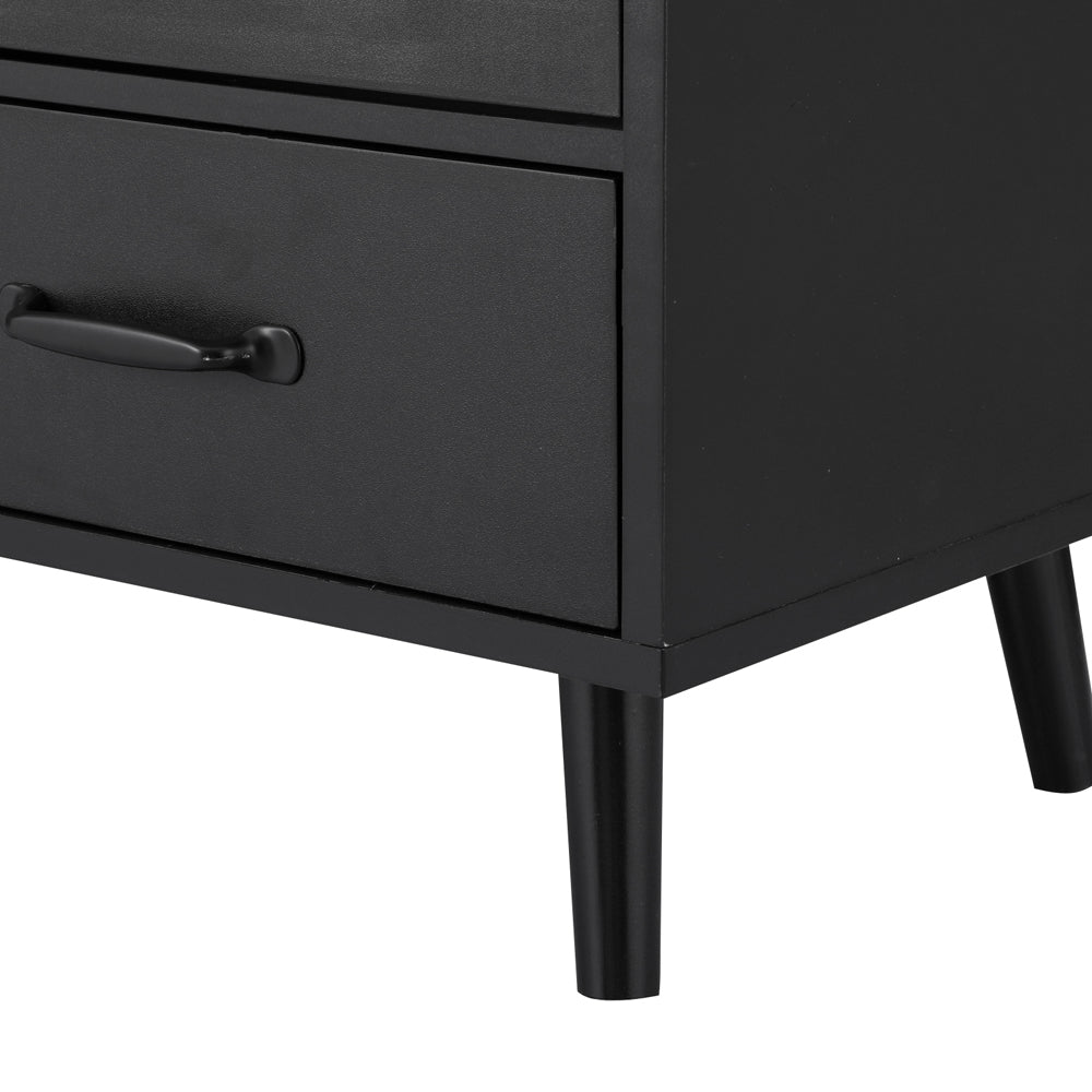 Modern Buffet Sideboard with Fluted Doors - Black - Homecoze