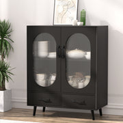 Modern Buffet Sideboard with Fluted Doors - Black - Homecoze