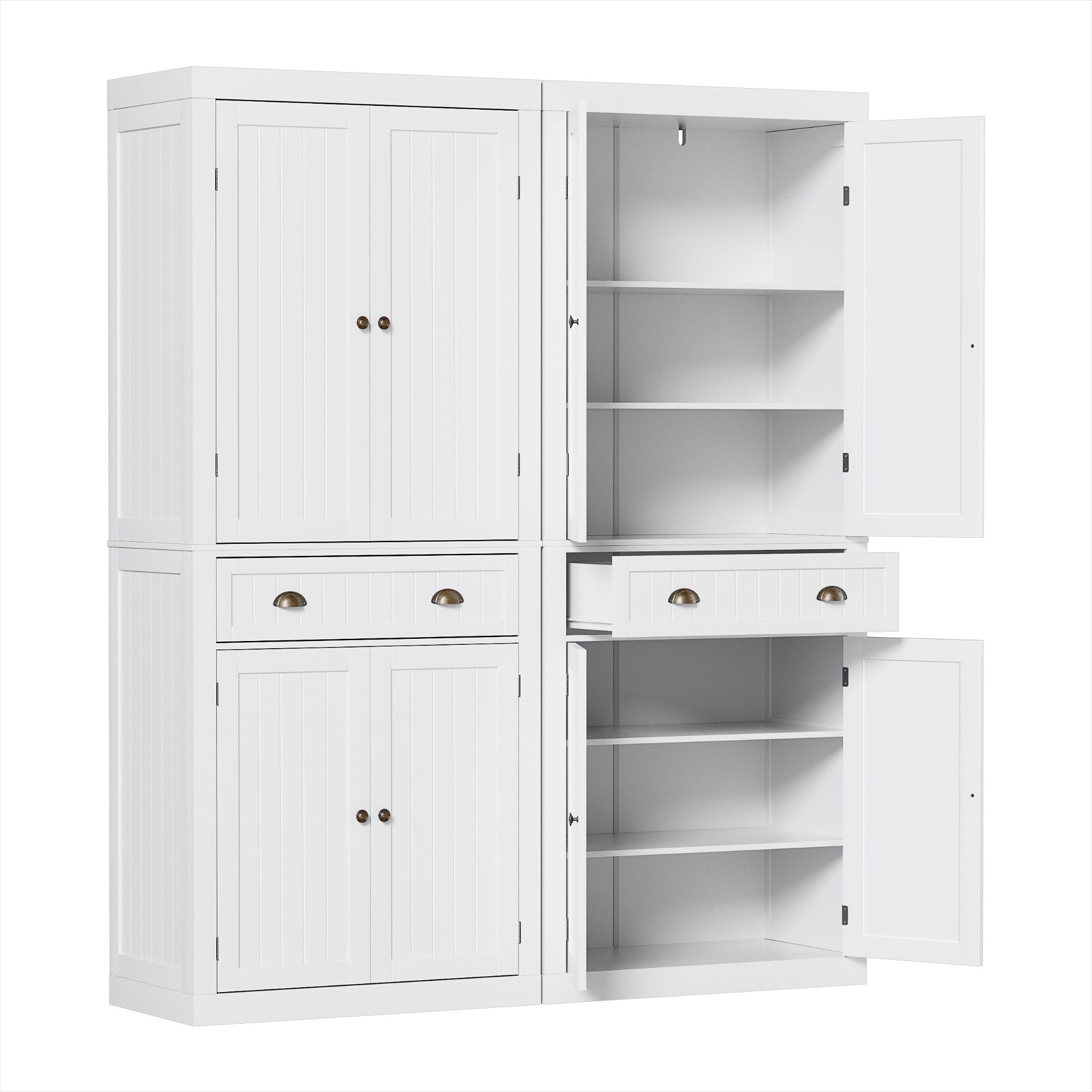 Everly (Set of 2) Linen & Pantry Storage Cabinets - White
