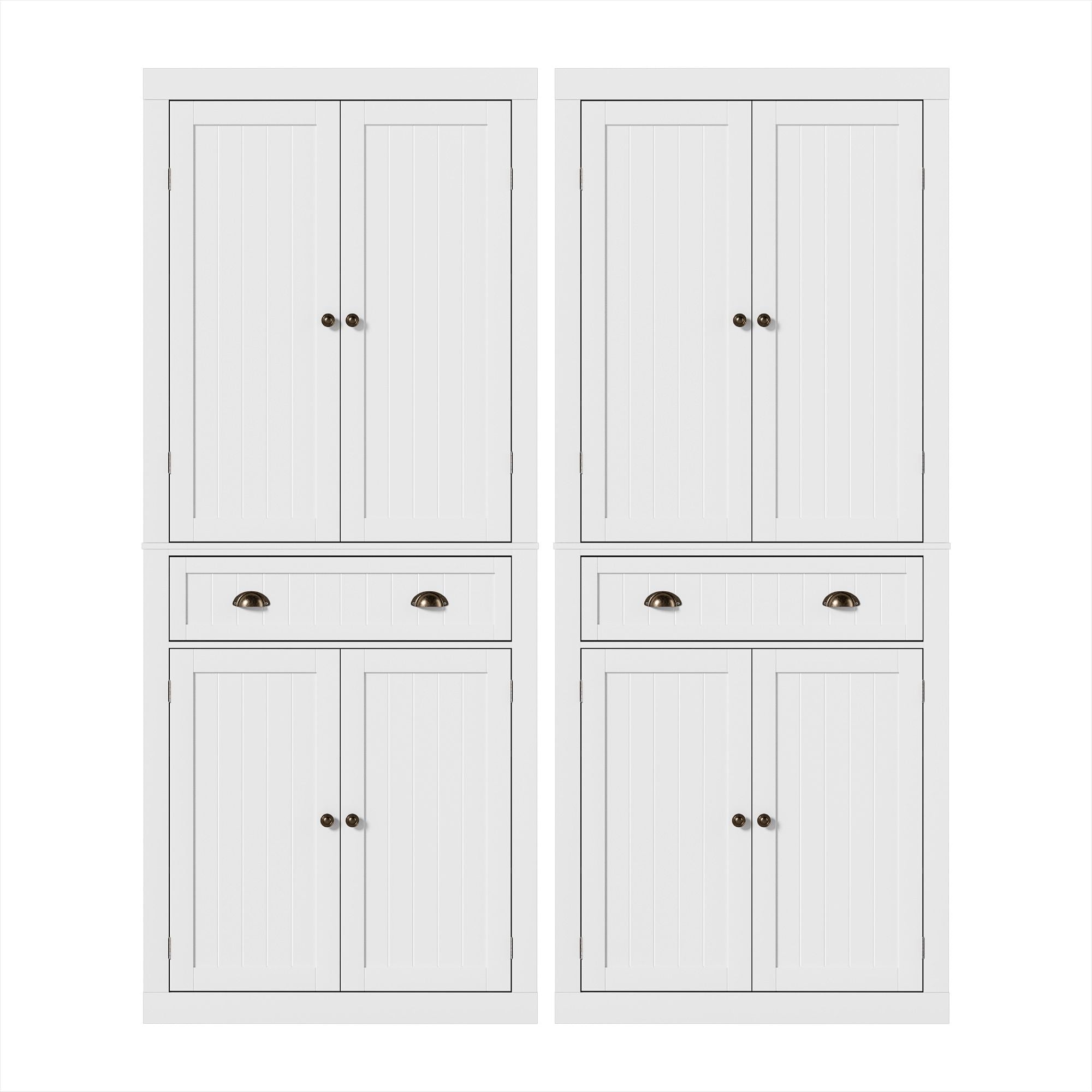 Everly (Set of 2) Linen & Pantry Storage Cabinets - White