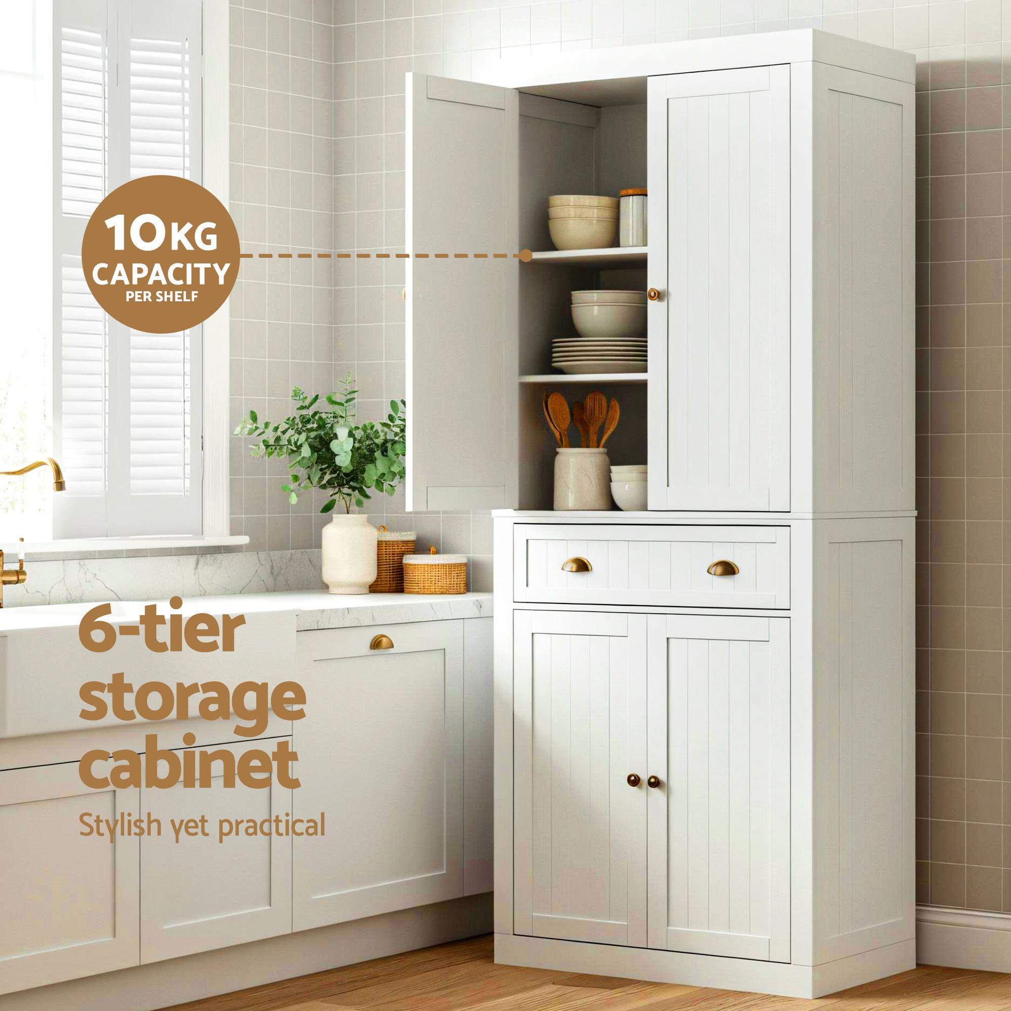 Everly (Set of 2) Linen & Pantry Storage Cabinets - White