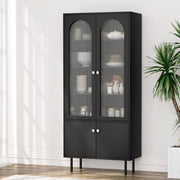 Modern Highset Buffet Sideboard with Fluted Doors - Black - Homecoze