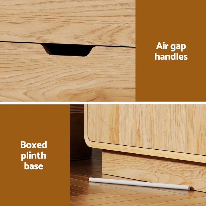 Artiss Buffet Sideboard Cabinet Storage Kitchen Cupboard Drawers Round Edge Oak - Homecoze