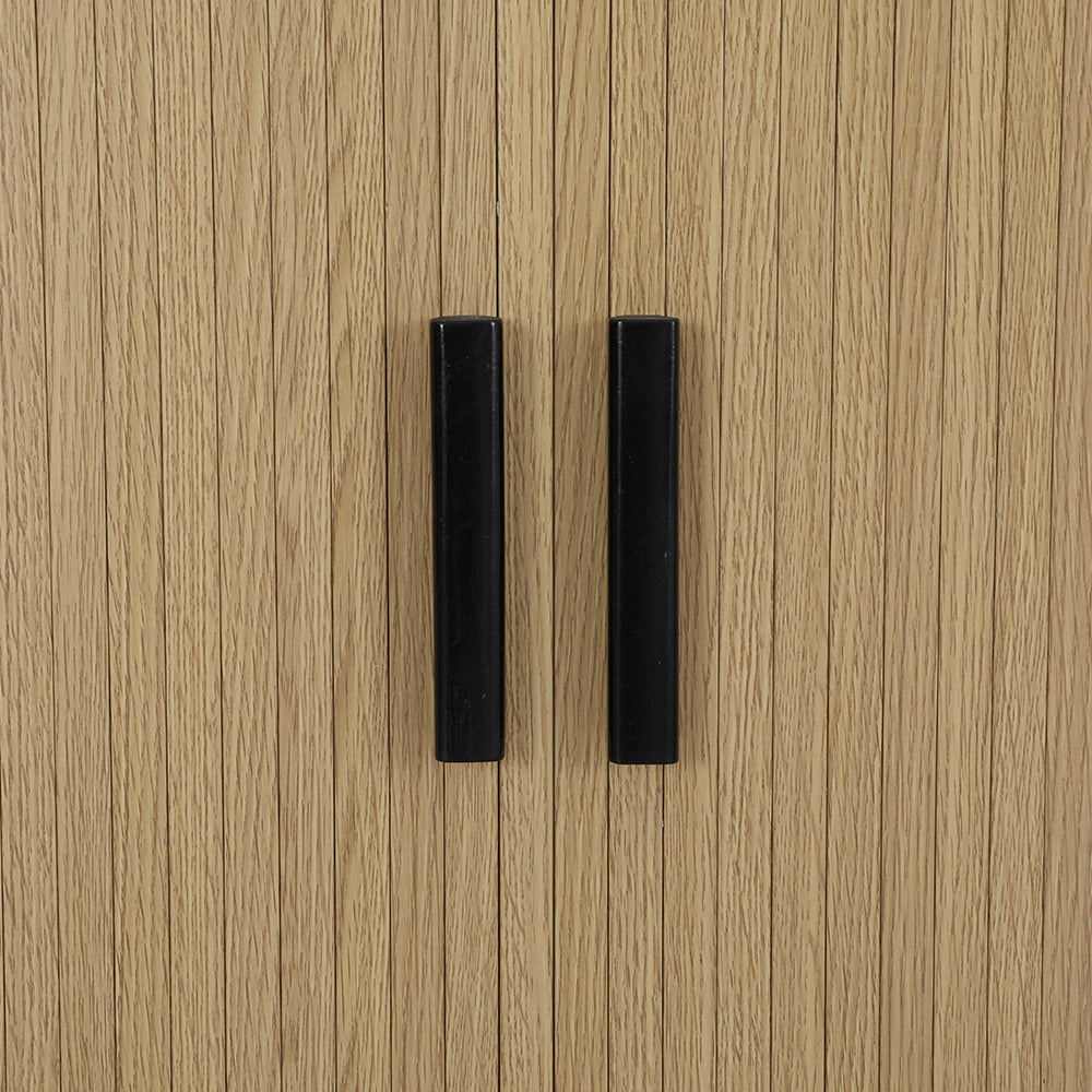 Buffet Sideboard Storage Cupboard with Fluted Sliding Doors - Oak - Homecoze