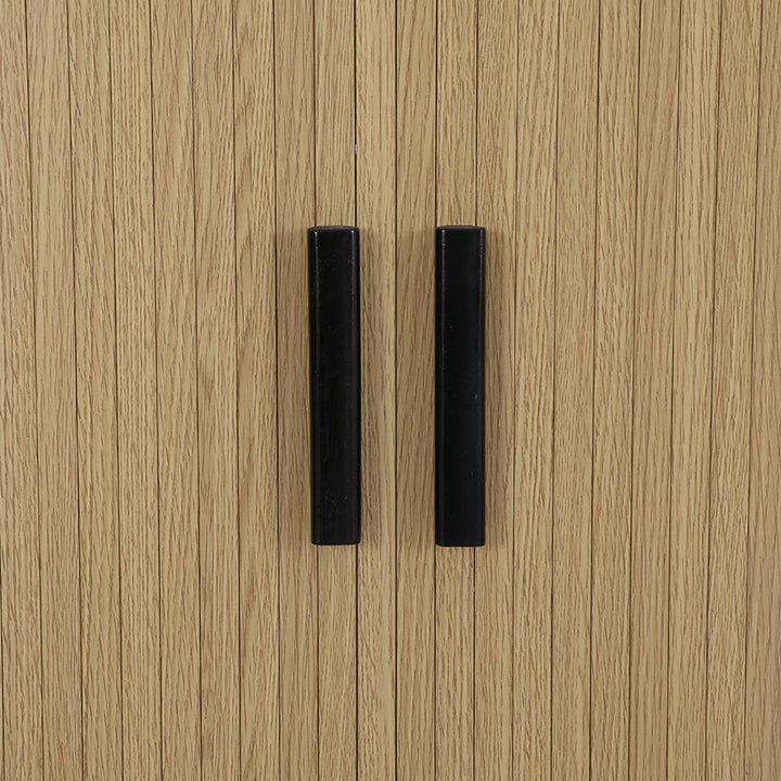 Buffet Sideboard Storage Cupboard with Fluted Sliding Doors - Oak - Homecoze