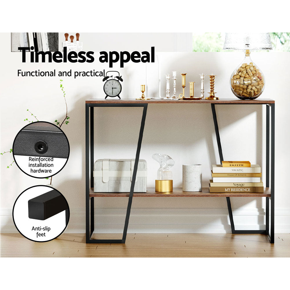 Modern Industrial Style Open Shelf Console Table Metal Display Shelf 106cm - Homecoze