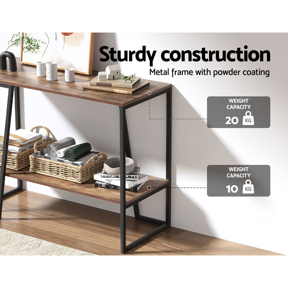 Modern Industrial Style Open Shelf Console Table Metal Display Shelf 106cm - Homecoze