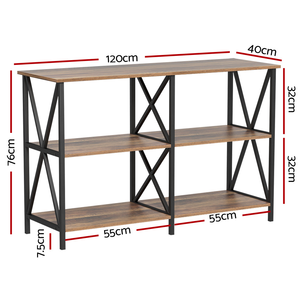 Industrial Style Open Shelf Console Hallway Entry Table Metal Display 120cm - Homecoze