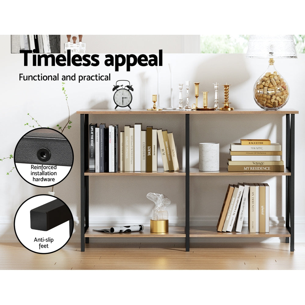 Industrial Style Open Shelf Console Hallway Entry Table Metal Display 120cm - Homecoze