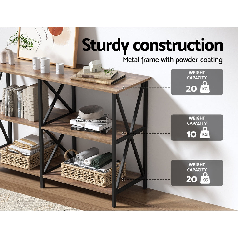 Industrial Style Open Shelf Console Hallway Entry Table Metal Display 120cm - Homecoze