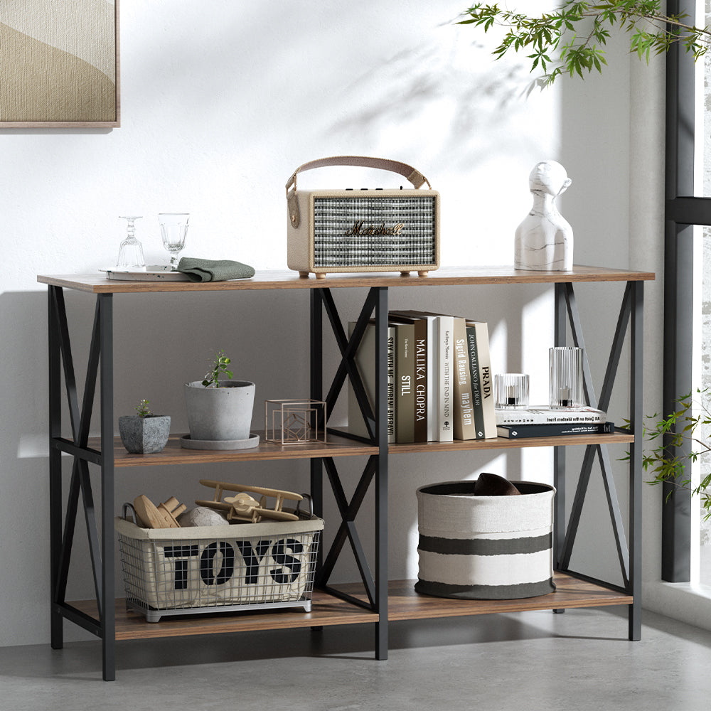 Industrial Style Open Shelf Console Hallway Entry Table Metal Display 120cm - Homecoze