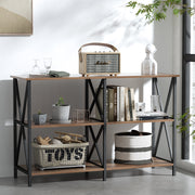 Industrial Style Open Shelf Console Hallway Entry Table Metal Display 120cm - Homecoze