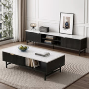 Artiss TV Unit & Coffee Table Set Storage Shelf Black - Homecoze