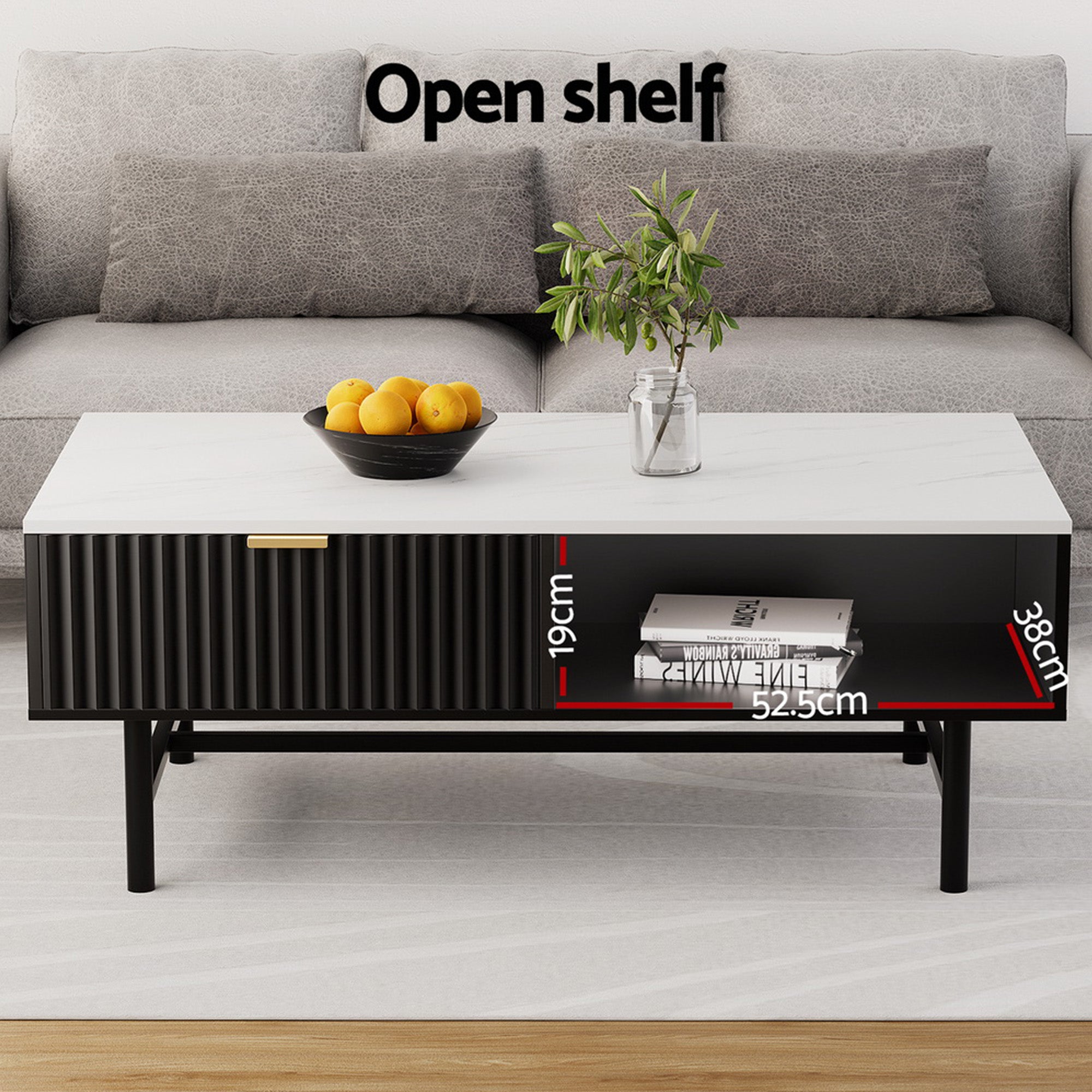 Artiss TV Unit & Coffee Table Set Storage Shelf Black - Homecoze