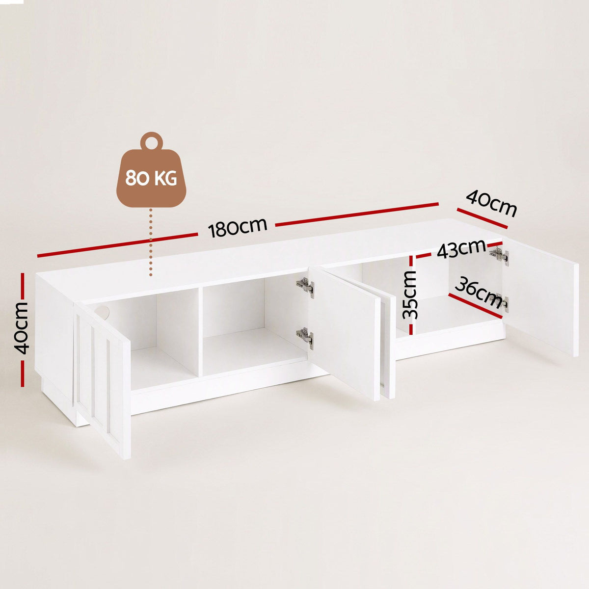Elysia Shaker-Style TV Unit 180cm – White