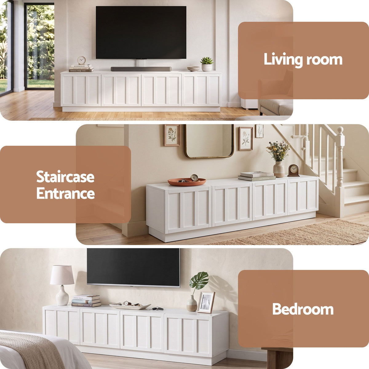 Elysia Shaker-Style TV Unit 180cm – White