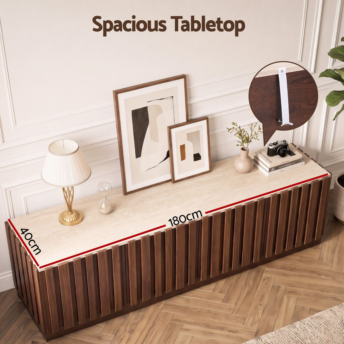 Ravelle Fluted TV Unit 180cm – Walnut