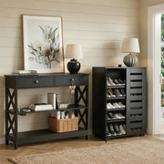 Tarin Console Table & Shoe Storage Cabinet Set - Black