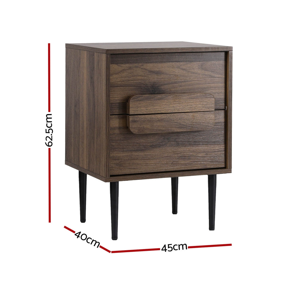 Modern Bedside Table Nightstand - Walnut - Homecoze