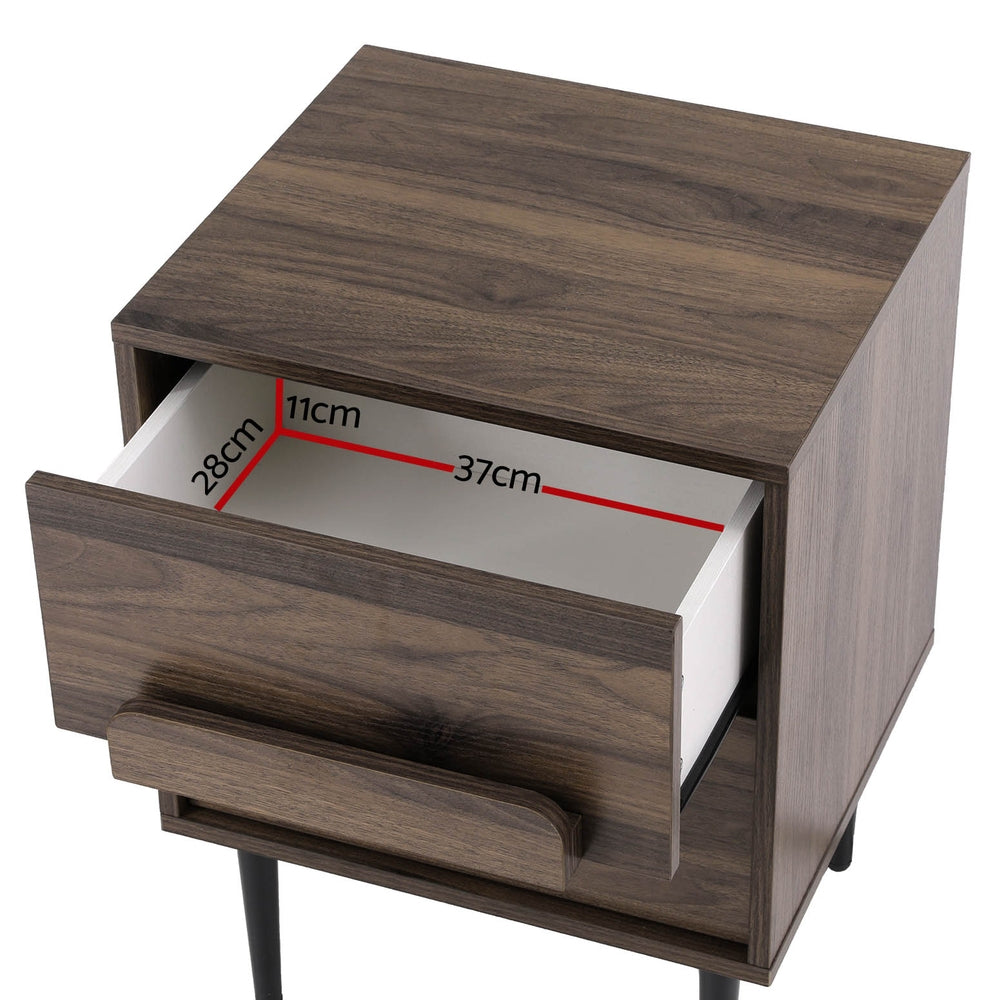 Modern Bedside Table Nightstand - Walnut - Homecoze