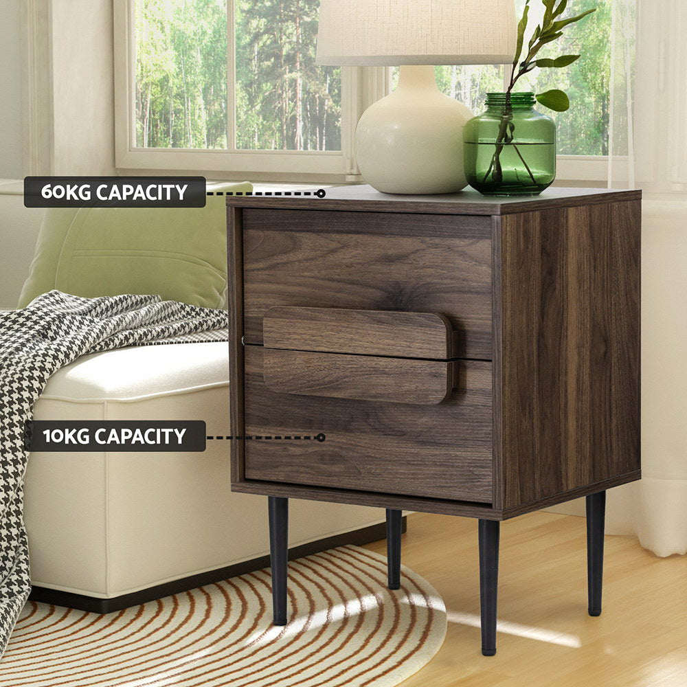 Modern Bedside Table Nightstand - Walnut - Homecoze