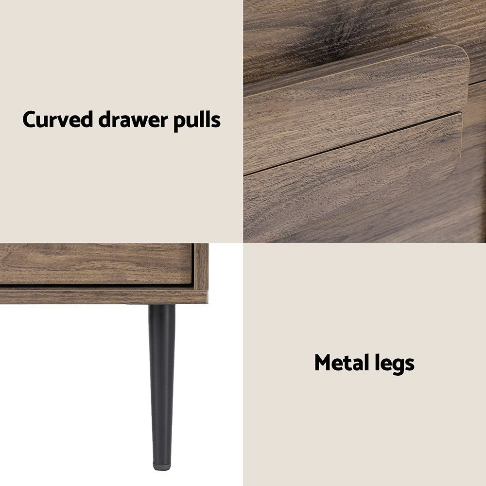 Modern Bedside Table Nightstand - Walnut - Homecoze