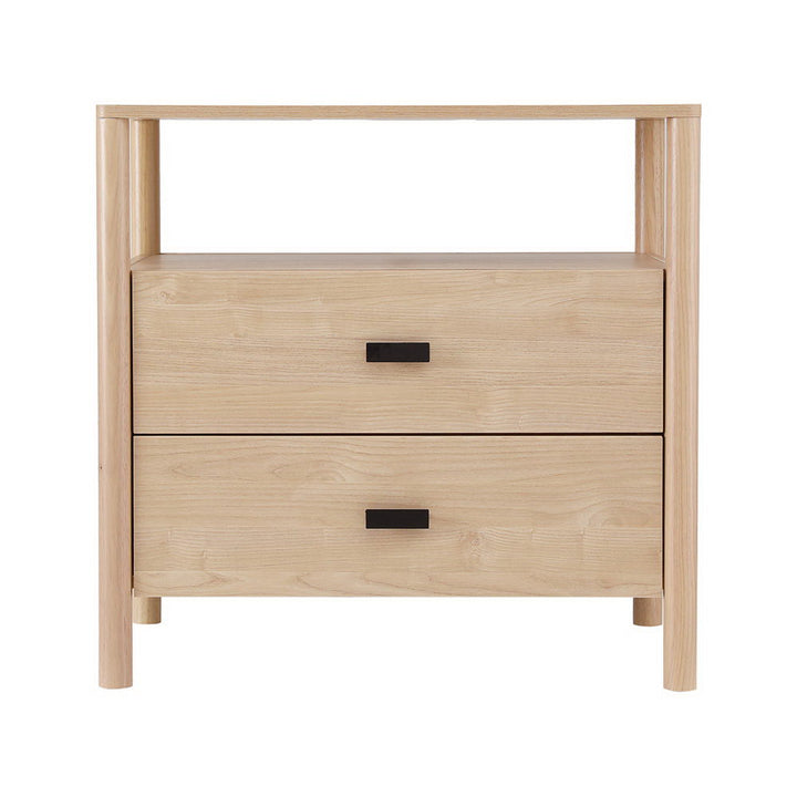 Bedside Table Nightstand 2 Drawers - Pine - Homecoze