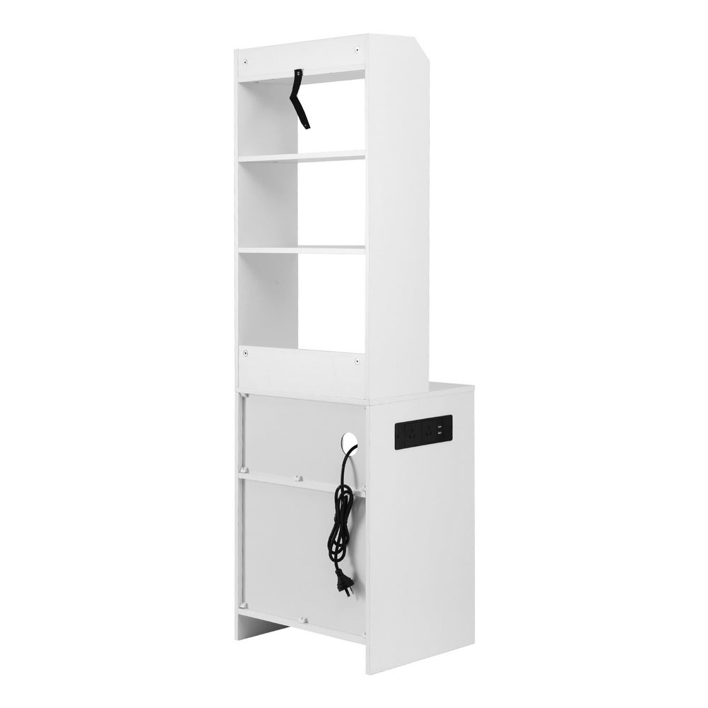 Bedside Table Shelf with Charging Station - White - Homecoze