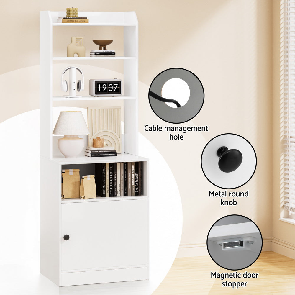 Bedside Table Shelf with Charging Station - White - Homecoze