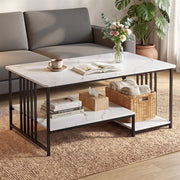 Cosette 2-Tier Marble-Look Coffee Table 100cm – White & Black