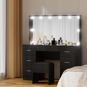 Artiss Dressing Table Vanity Desk Set Stool 10 Led Bulbs Black - Homecoze