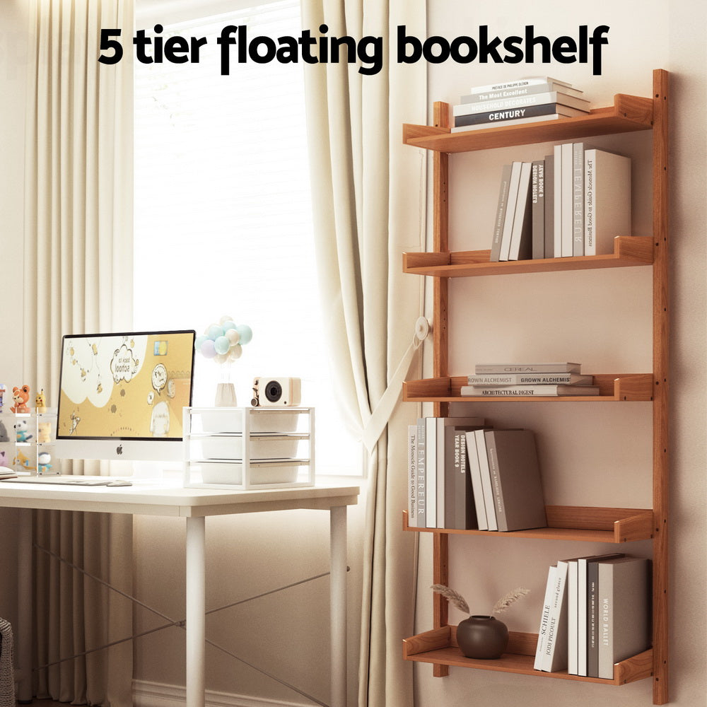 Floating Bookshelf Modern Wall Display Shelf - Oak - Homecoze