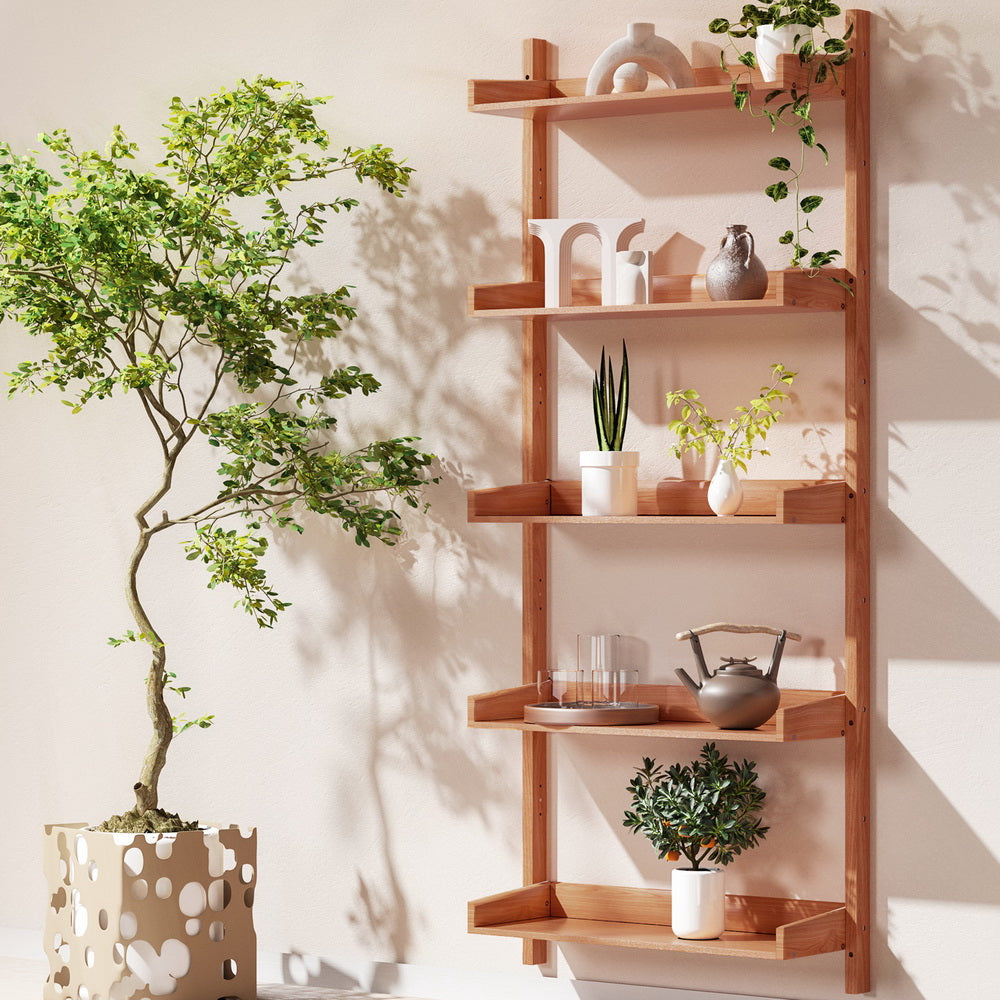 Floating Bookshelf Modern Wall Display Shelf - Oak - Homecoze