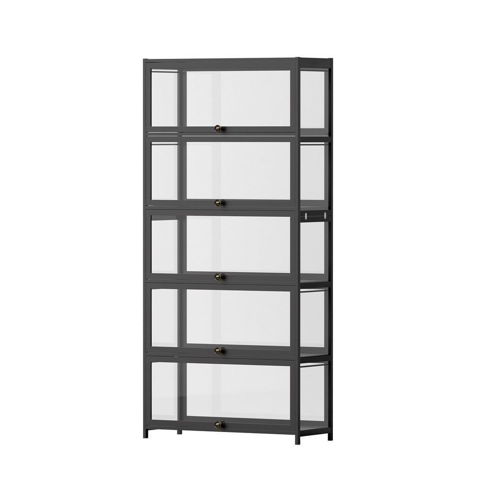 5-Tier Display Bookshelf Cabinet - Black - Homecoze