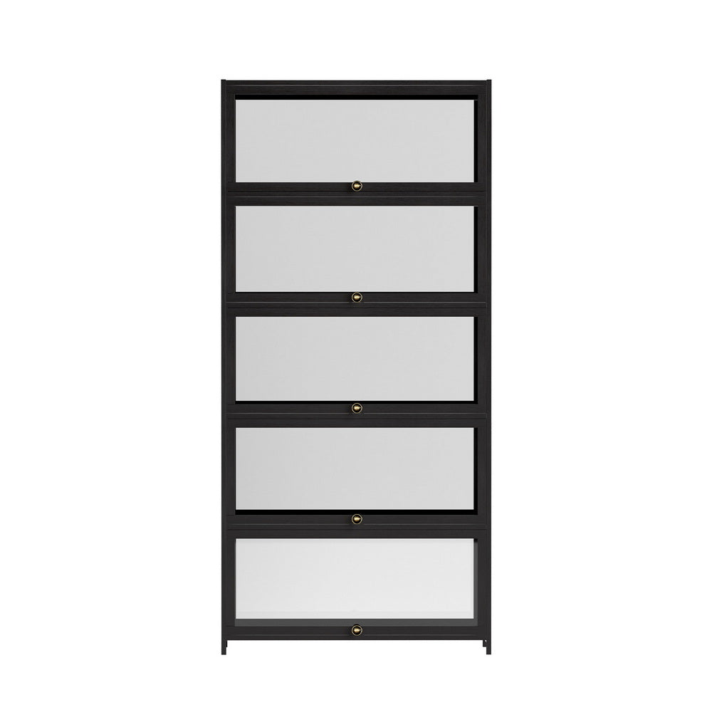 5-Tier Display Bookshelf Cabinet - Black - Homecoze