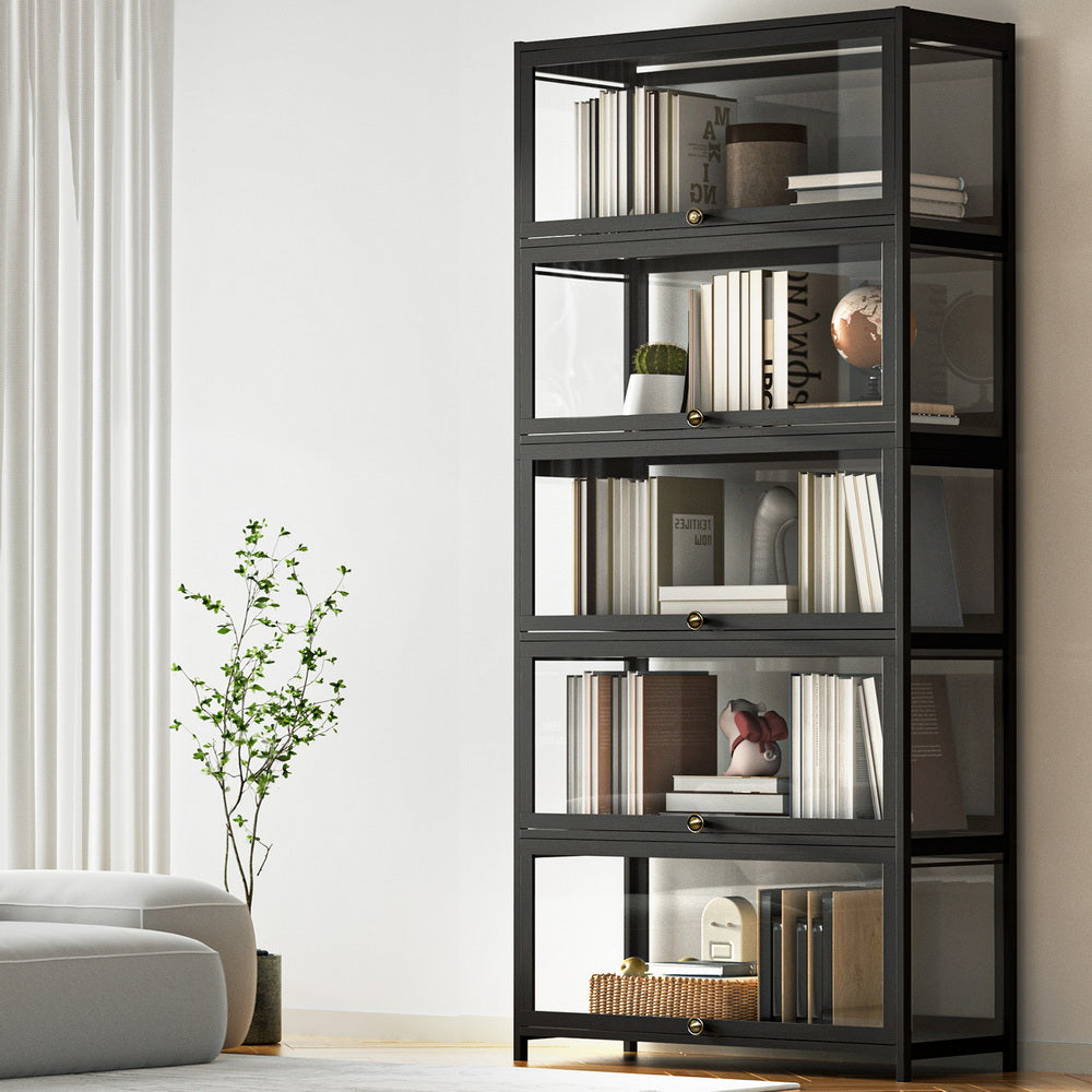 5-Tier Display Bookshelf Cabinet - Black