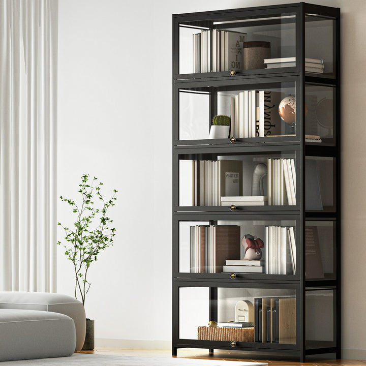 5-Tier Display Bookshelf Cabinet - Black