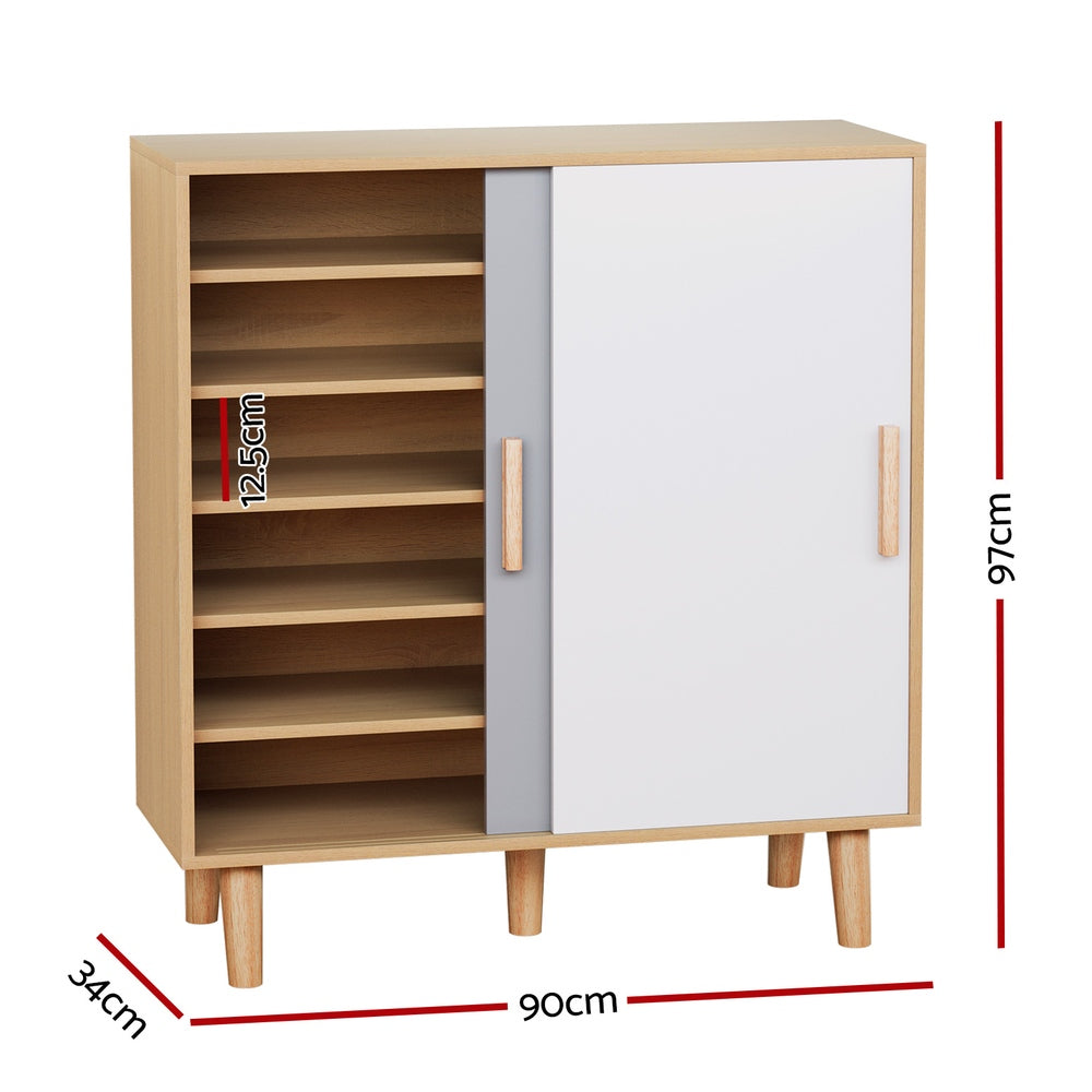 Modern Two-tone Shoe Cabinet up to 30 Pairs - Oak