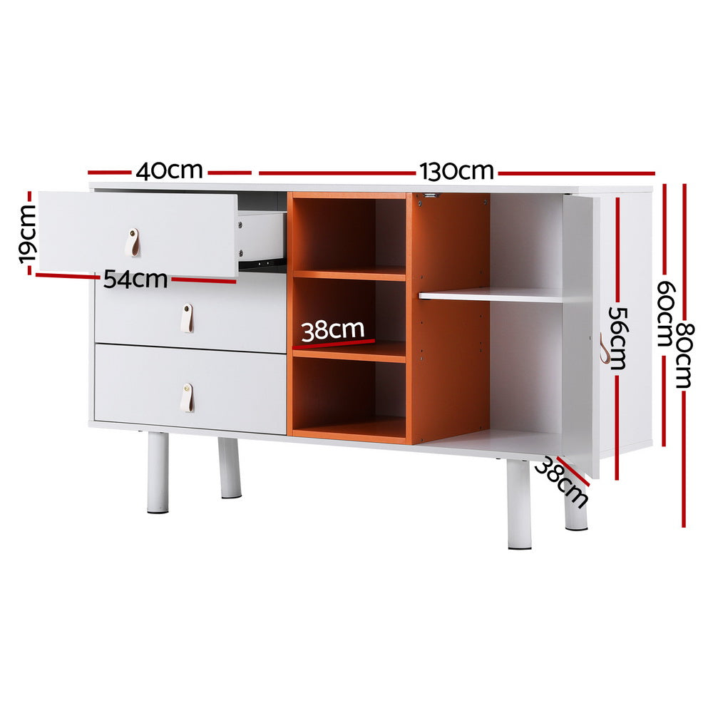Retro Style Buffet Sideboard Cabinet - White - Homecoze