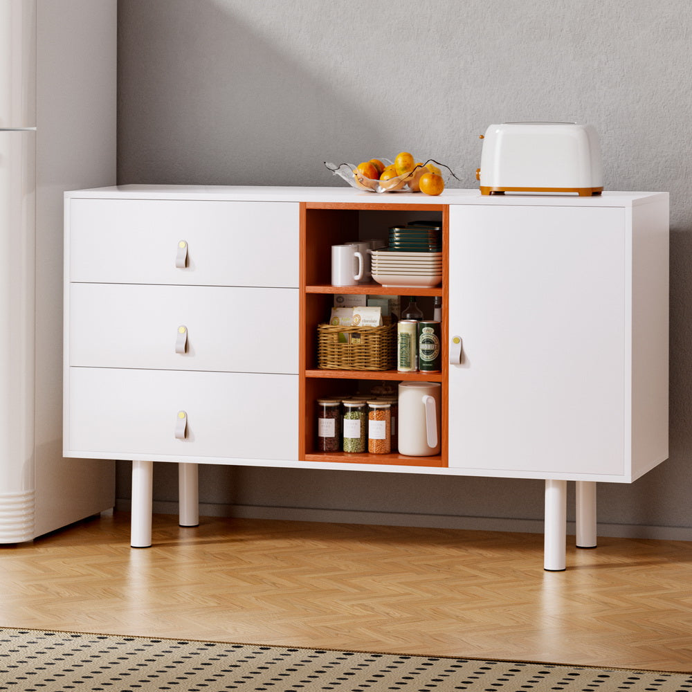 Retro Style Buffet Sideboard Cabinet - White - Homecoze