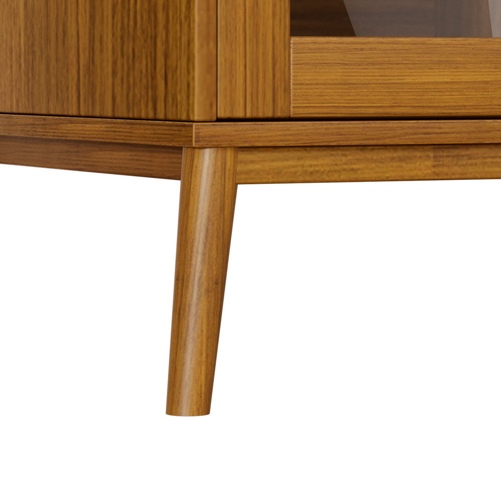 Classic Modern Buffet Sideboard with Glass Doors 148cm - Oak - Homecoze