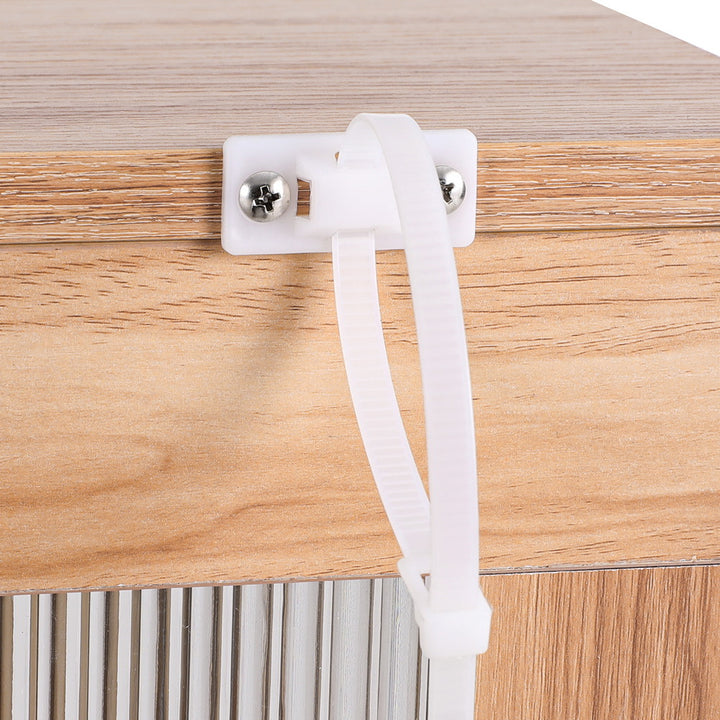 Buffet Display Sideboard with Fluted Acrylic Doors - Oak - Homecoze