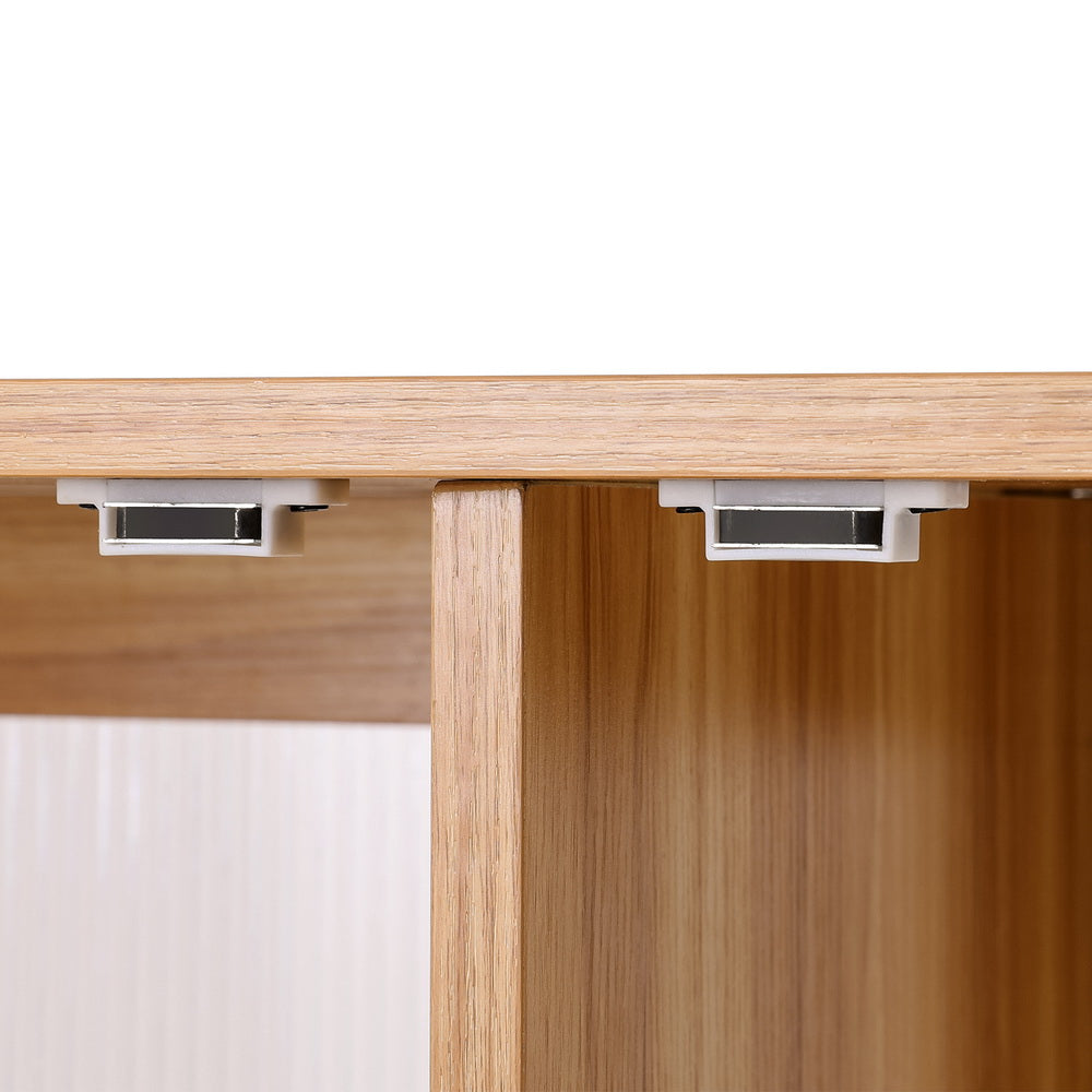 Buffet Display Sideboard with Fluted Acrylic Doors - Oak - Homecoze