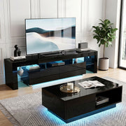 Artiss LED TV Unit & Coffee Table Set Storage Cabinet Black - Homecoze