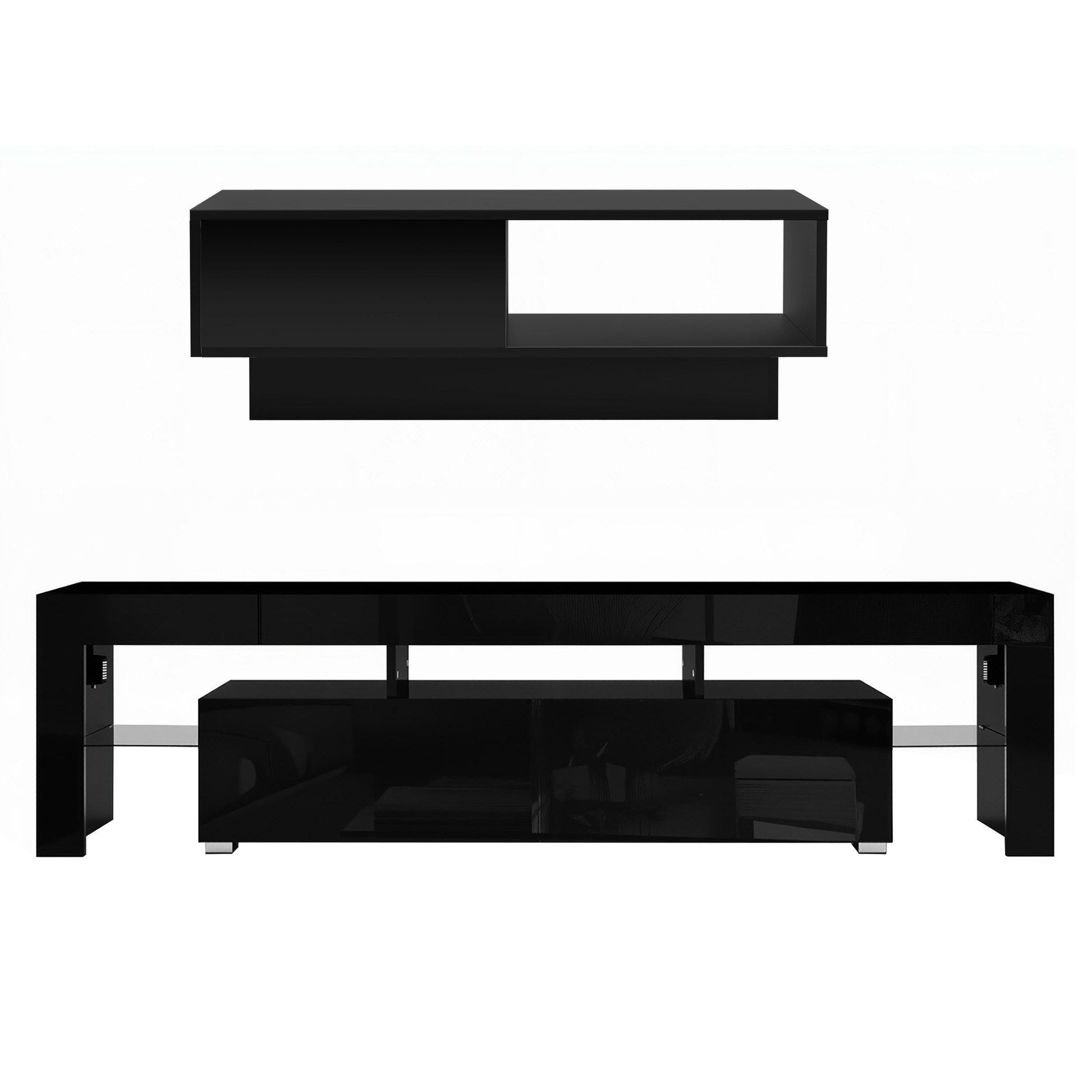 Artiss LED TV Unit & Coffee Table Set Storage Cabinet Black - Homecoze