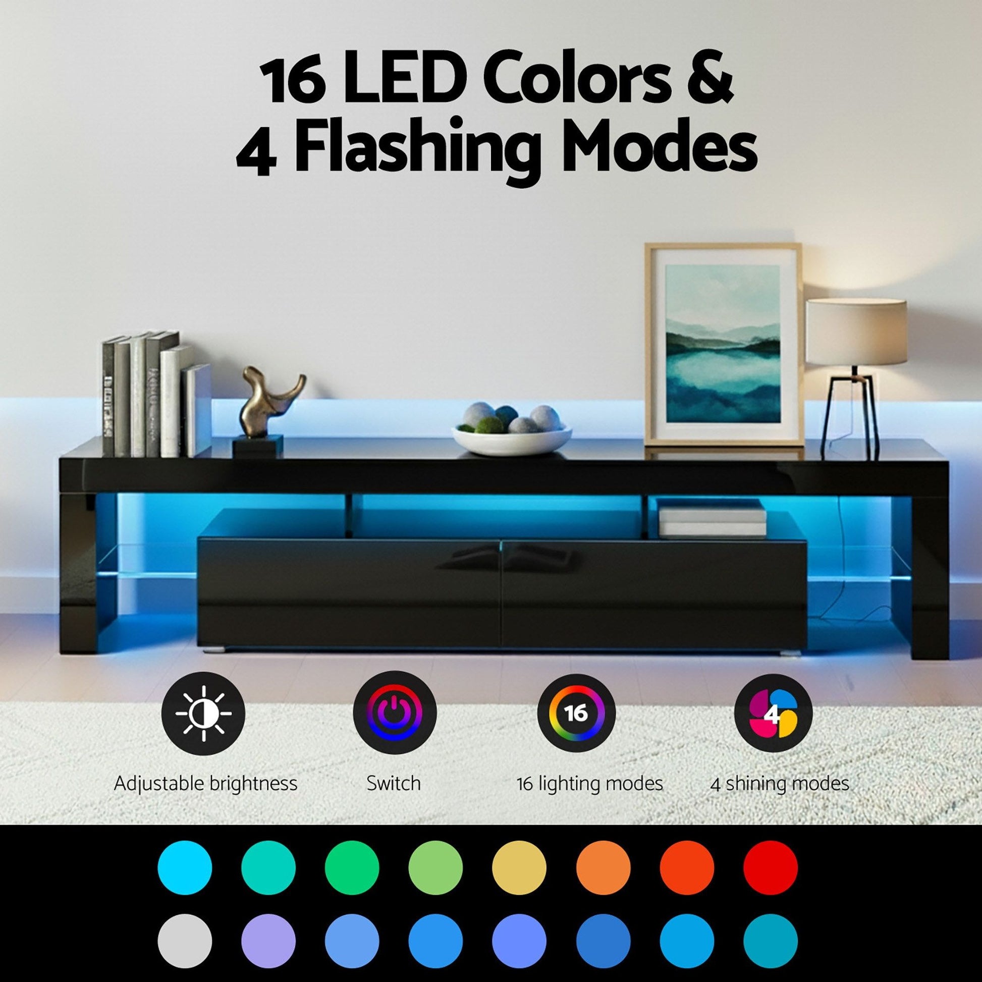 Artiss LED TV Unit & Coffee Table Set Storage Cabinet Black - Homecoze