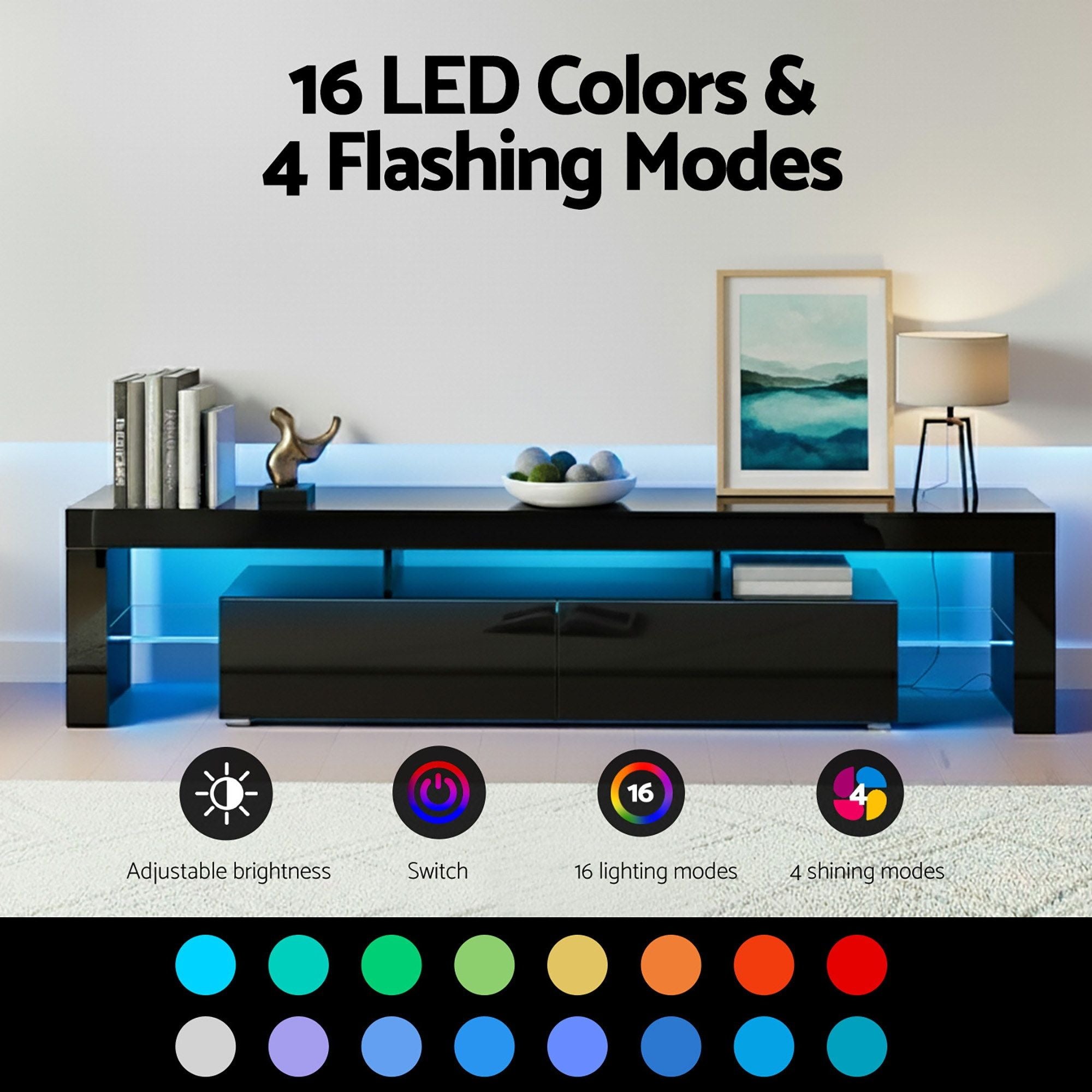 Artiss LED TV Unit & Coffee Table Set Storage Cabinet Black - Homecoze
