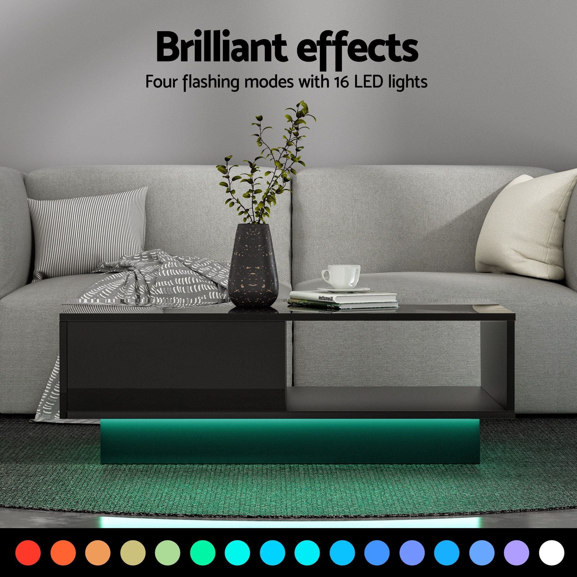 Artiss LED TV Unit & Coffee Table Set Storage Cabinet Black - Homecoze