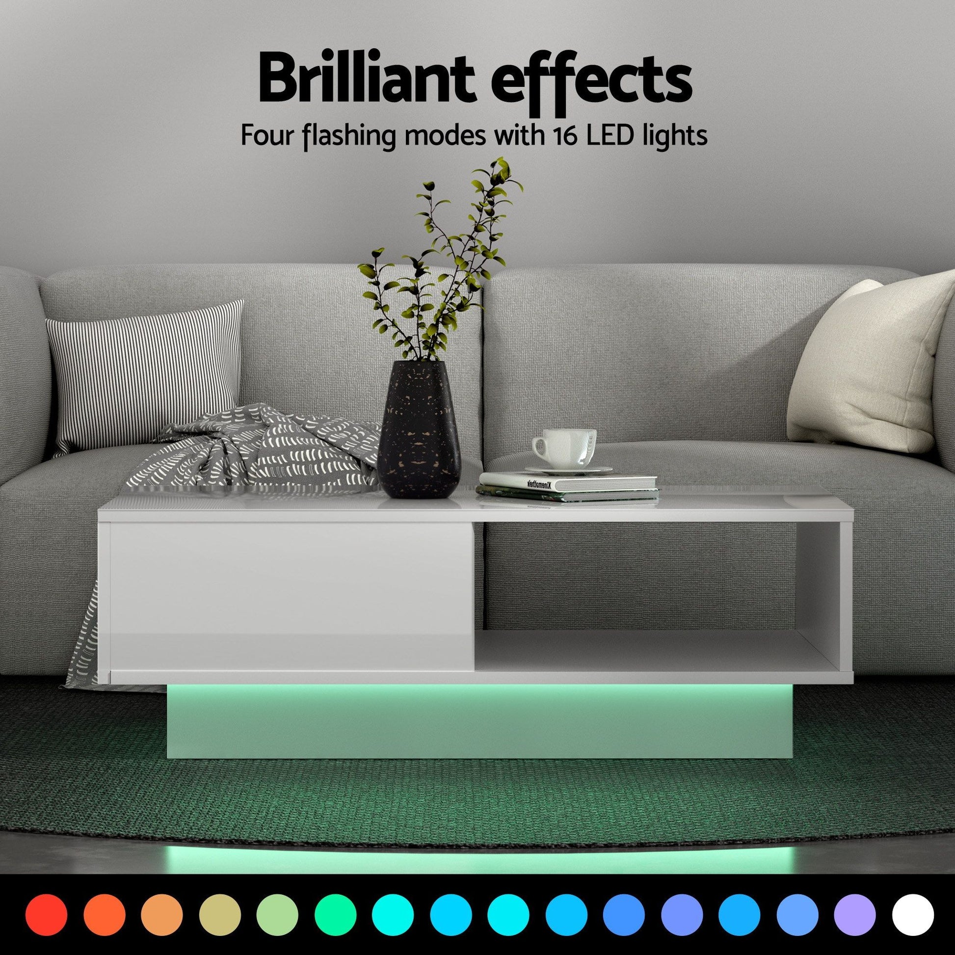 Artiss LED TV Unit & Coffee Table Set Storage Cabinet White - Homecoze