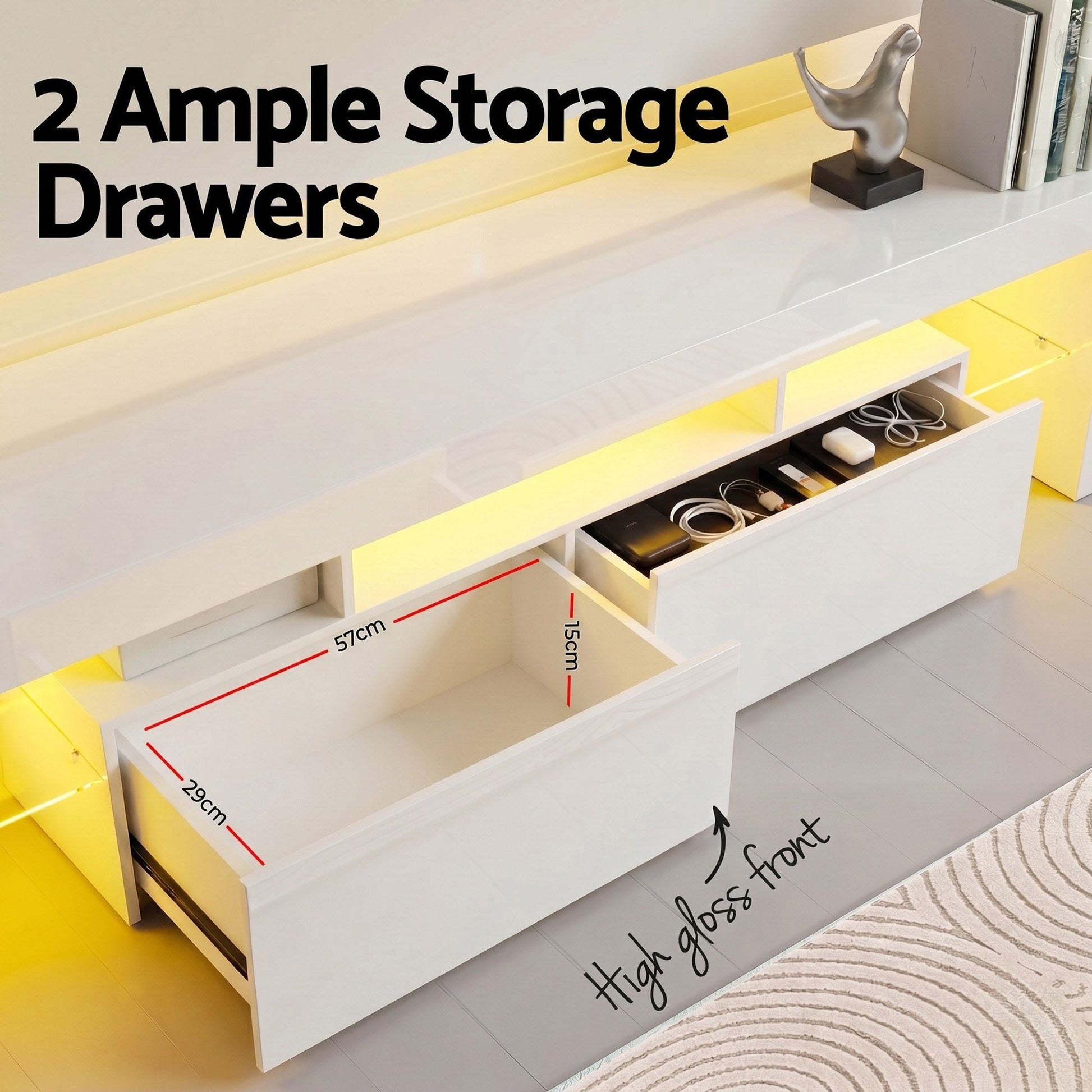 Artiss LED TV Unit & Coffee Table Set Storage Cabinet White - Homecoze